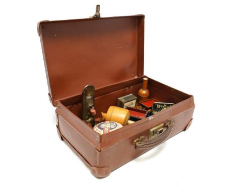 A quantity of 19th century and later collectables to include a circular burr wood snuff box, framed medals, a tortoiseshell s