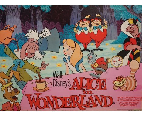 Five vintage Disney colour posters, including Alice in Wonderland, 1978, The Specimen and King Arthur 1979 and Robin Hood 197