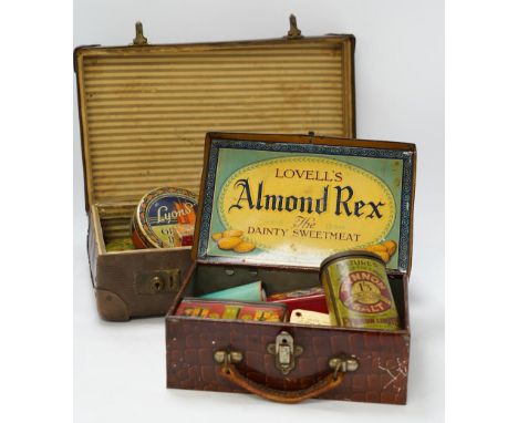 A quantity of early / mid 20th century advertising and confectionery tins. Condition - poor to fair Contents all shown.  Hutc