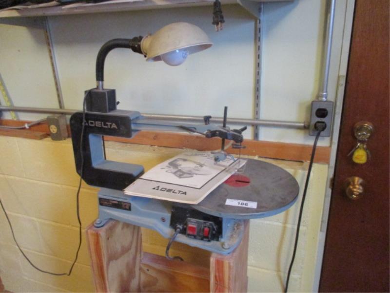 Delta 2 Speed 16" Scroll Saw On Custom Homemade Wooden Rolling Stand