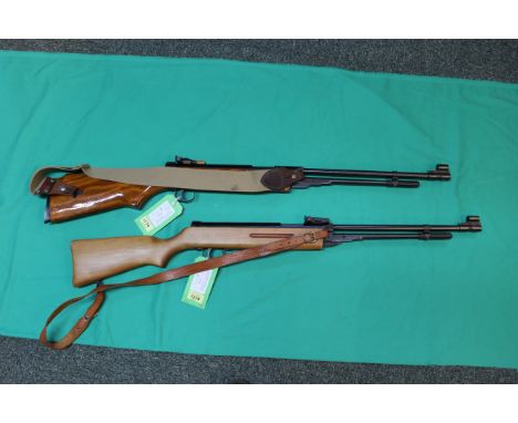 Two Chinese under lever air rifles, one .177 cal, the other .22 cal and both with slings, as a post 1939 air weapon the restr