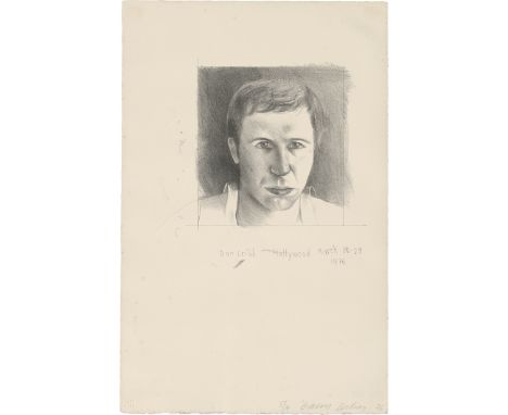 Hockney, David -- "Don Cribb"Lithographie auf Velin. 1976.18,3 x 19,1 cm (43,5 x 28,2 cm).Signiert "David Hockney" und datier