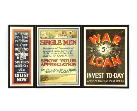 Three World War One Recruitment and War Loans poster, published by the Parliamentary Savings Committee, No. 10, and the Parli