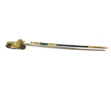 A Royal Navy Flag Officer's dress sword and scabbard, c.1850-60, by Galt &amp; Gieves, Portsmouth, with proof mark, engraving