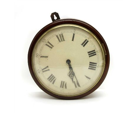 A late 19th century mahogany dial clock, the white dial with Roman numerals and fusee movement