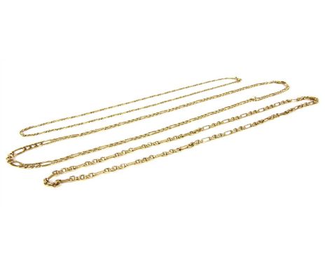 A 9ct gold curb and bar link chain, with bolt ring clasp, import hallmark Sheffield, common convention mark, together with a 