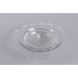 A GOOD LALIQUE GLASS OCTAGONAL FLOWER BOWL. 10.5ins.