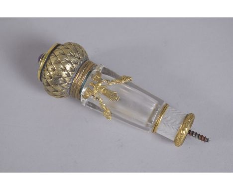 A GOOD RUSSIAN SILVER AND ENAMEL CANE TOP / HANDLE.