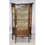 A GOOD 19TH CENTURY LOUIS XVI DESIGN VITRINE with three-quarter long drawer and shaped sides, ormolu
