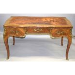 A GOOD 19TH CENTURY LOUIS XVI STYLE BUREAU PLAT, with crossbanded top, leather writing panel,