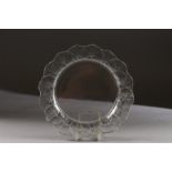 A LALIQUE GLASS CIRCULAR PLATE. Etched Lalique, France. 8ins diameter.