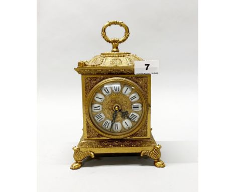 A gilt brass mantle clock, H. 24cm.