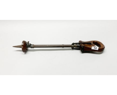 A rare antique extending shooting stick, closed L. 59cm.