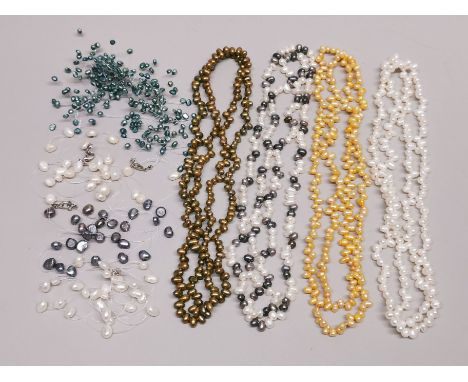 Five freshwater pearl necklaces with four unusual freshwater pearl necklaces.