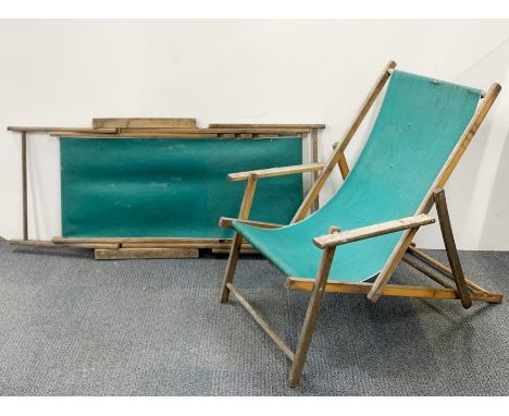 Two vintage wooden deck chairs.