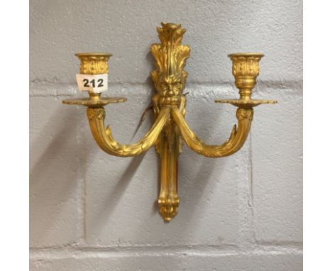 A heavy quality gilt brass two branch light fitting, H. 27cm.