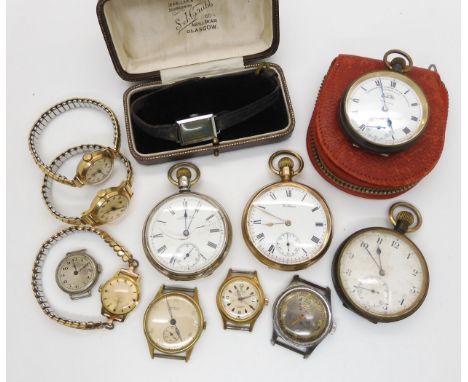 A collection of vintage watches and pocket watches to include a silver example dated Birmingham 1890, a Gold plated Waltham t