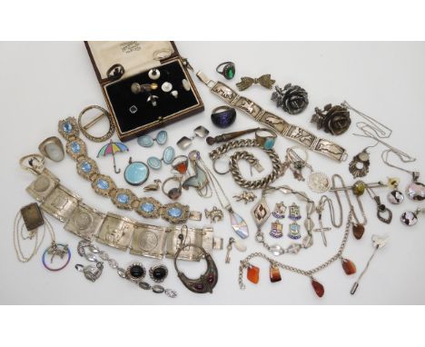 Two Norman Grant items, a titanium dragonfly pendant, and a enamelled performing seal brooch both stamped NG, a white metal g