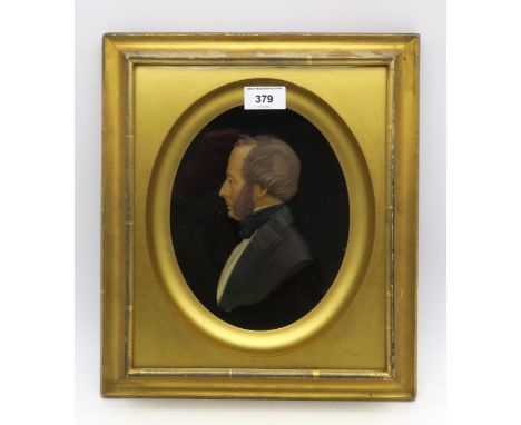 A large Victorian wax portrait of a gentleman in profile, in gilt frame, measuring approx. 36cm x 31cm externally&nbsp; Condi