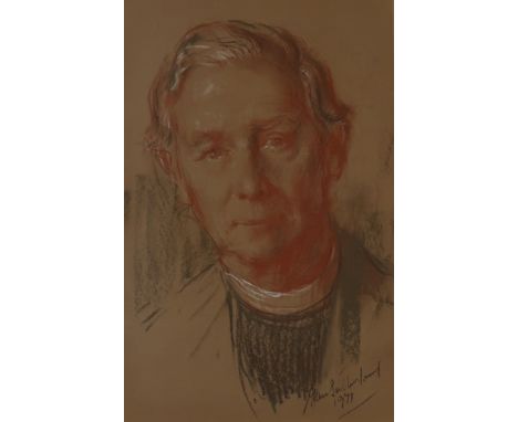 ALAN SUTHERLAND (SCOTTISH 1931-2019)&nbsp; PORTRAIT OF A REVEREND&nbsp; Chalk/pastel on paper, signed lower right, dated (197