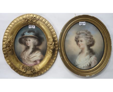 19th CENTURY SCHOOL PORTRAIT OF A YOUNG LADY Pastel on paper, 30 x 25cm Together with another similar (2) Condition Report:Av