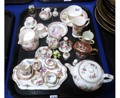 A Royal Worcester rose decorated jug and tyg, a collection of Hammersley miniature items including a teaset, washbowl and ewe