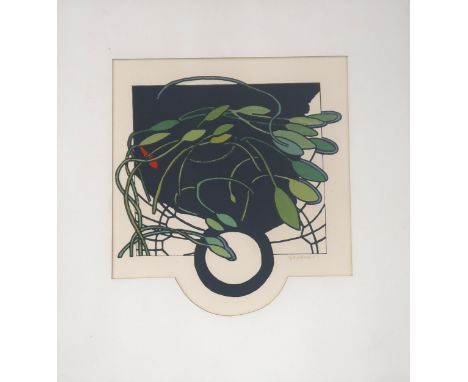 ALEXANDRA GARDNER (SCOTTISH b.1945) ART NOUVEAU Screen print, signed lower right, 15 x 16cm Together with another by the same