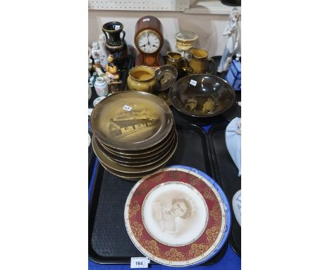 A collection of Ridgways ceramics mainly with Robert Burns and Scotland connections, together with a Edwardian mantle clock e