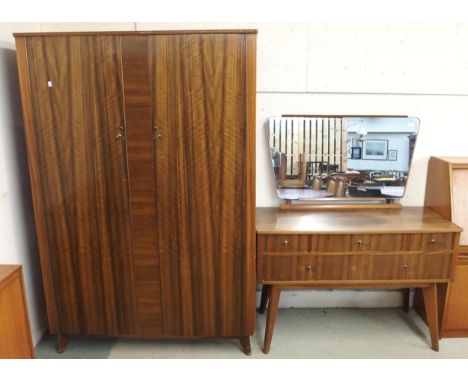 A mid 20th century Afromosia teak veneered Morris of Glasgow for Cumbrae furniture two piece bedroom suite comprising two doo