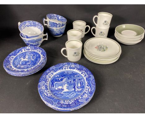 A box full of SUZIE COOPER Wedgwood Teaset to include 6 cups, 8cm high, 6 saucers, 14cm wide, and 6 teaplates, 17cm wide as w