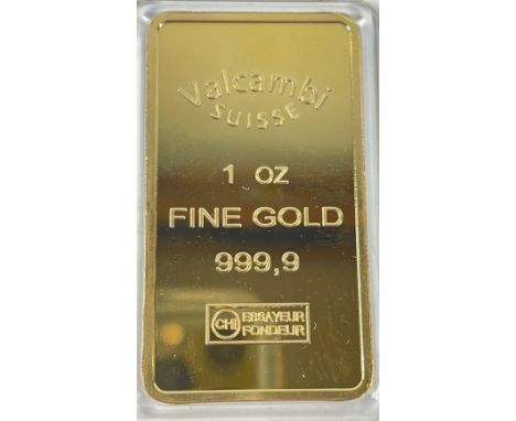 VALCAMBI Switzerland 1 ounce Fine gold bullion bar 999.9 (24carat)THE BUYING COMMISSION IS REDUCED TO 15% plus vat on this it