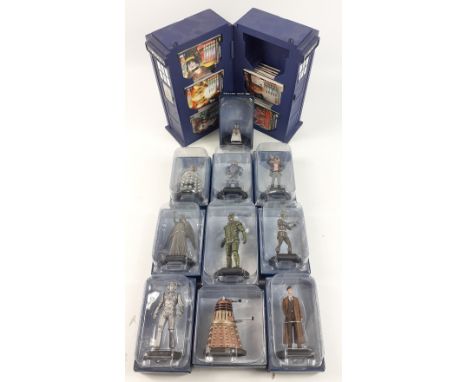 DOCTOR WHO -  A Doctor Who TARDIS (24x13x14cm approx) with dozens of trading cards plus EAGLEMOSS die-cast figures including 