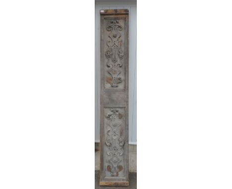 An ANTIQUE hand carved panel - probably French - dimensions 1ft wide x 7ft approx