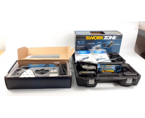 Two boxed and unused WORKZONE tools 18v MINI CIRCULAR SAW and a 300w MULTIFUNCTION - TOOL