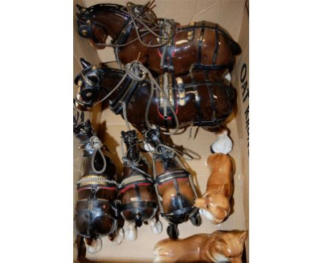 A collection of various animal figures to include Melba shire horses