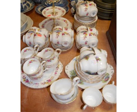 A Royal Stafford floral decorated part tea service together with another part tea service by the same factory
