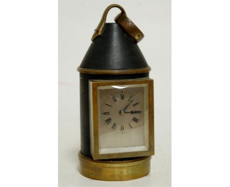 A brass and iron cased carriage clock in the form of a lantern