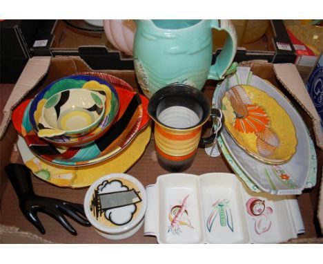 Mixed lot of Art Deco and later ceramics to include a Shorter & Son jug decorated with sailing ships, Grays Pottery dish, and