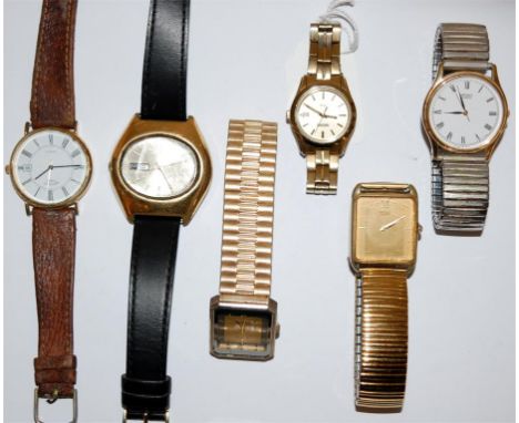 A gents Rotary quartz wrist watch together with five other wrist watches (6)