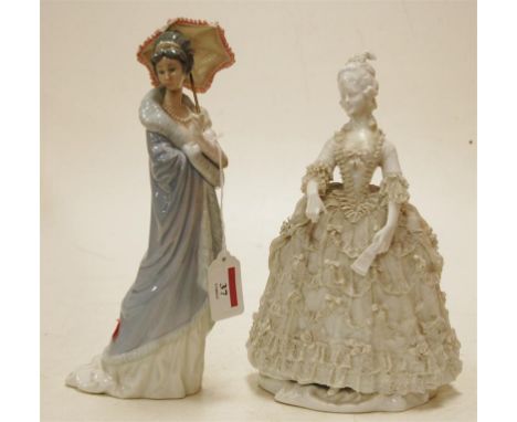 A Lladro figurine and one other continental porcelain figurine (2) 