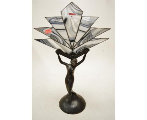 An Art Deco style bronzed metal figural table lamp