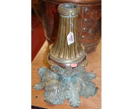 A large good quality cast brass and copper telescopic lamp base
