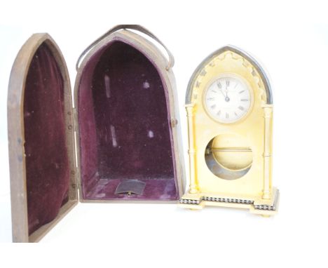 An early 20th century Haddon & Franklin brass cased mantle clock - panel missing 