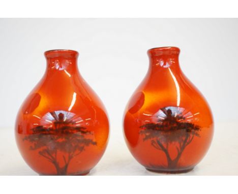 Pair of poole pottery vases Height 14 cm 