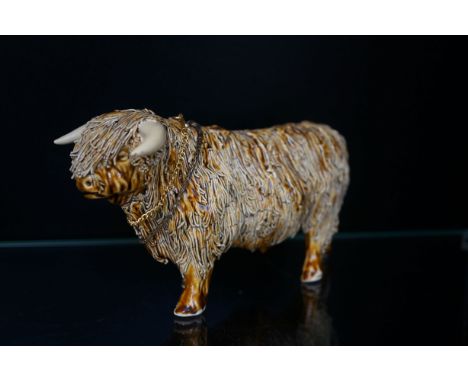 Vintage studio pottery spaghetti longhorn bull