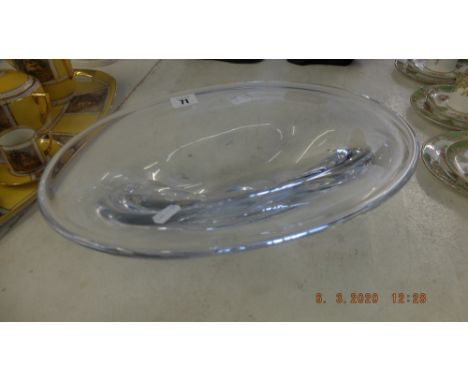 A vintage oval Orrefors clear crystal bowl