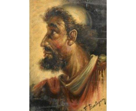 F. Berlingieri, Italian, 19th Century Continental School, Portrait of a bearded man, oil on board, indistinctly signed, 15" x