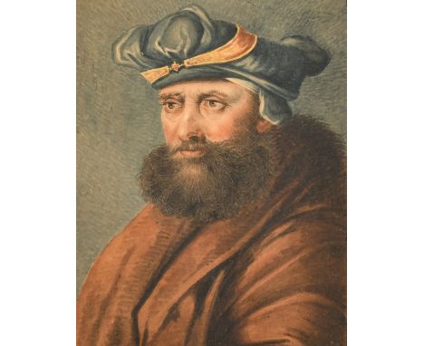 C.N. Windsor (18th Century) A portrait of Thomas More, watercolour, inscribed, signed and dated 1790, inscription verso, 8.75