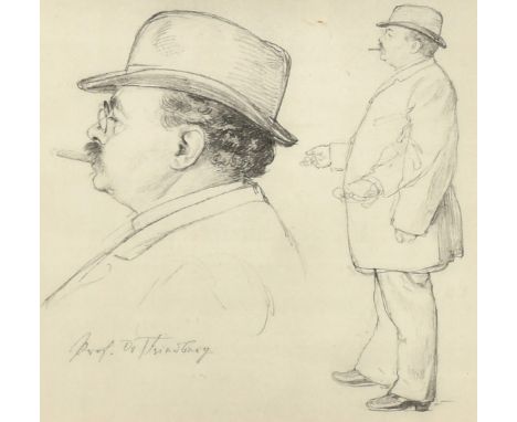 20th Century School, a pencil sketch of a gentleman in two positions, inscribed 'Prof. Dr Thindborg', 5.75" x 6" (14.5 x 15cm