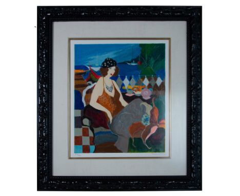 Original color serigraph on stamped paper by Post-Impressionist Israeli artist Itzchak Tarkay. Made directly from real life s